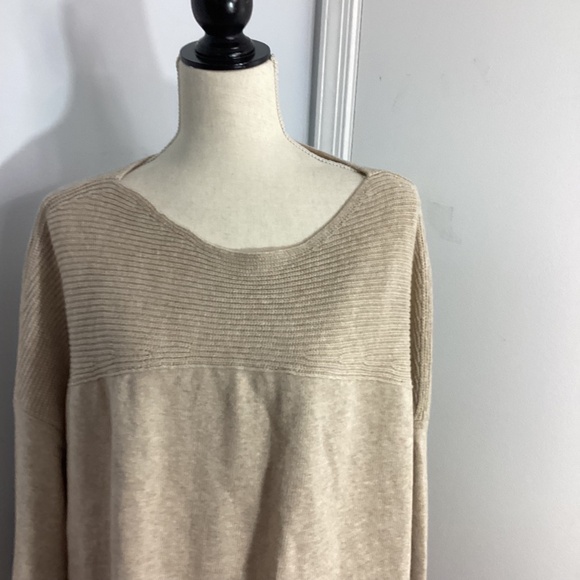 NWT J.JILL PLUS 3X KNIT SWEATER TUNIC LIGHT CAMEL HEATHER BOATNECK - Picture 2 of 13